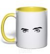 Mug with a colored handle Billie's eyes yellow фото