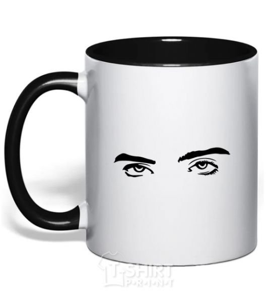 Mug with a colored handle Billie's eyes black фото
