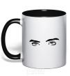 Mug with a colored handle Billie's eyes black фото