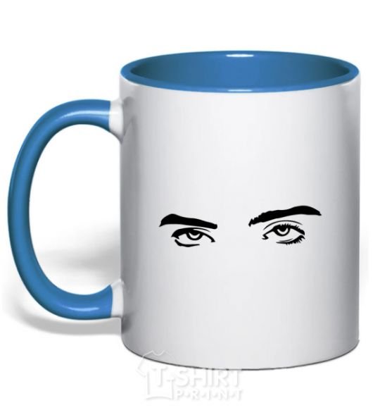 Mug with a colored handle Billie's eyes royal-blue фото