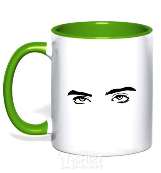 Mug with a colored handle Billie's eyes kelly-green фото