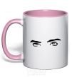 Mug with a colored handle Billie's eyes light-pink фото