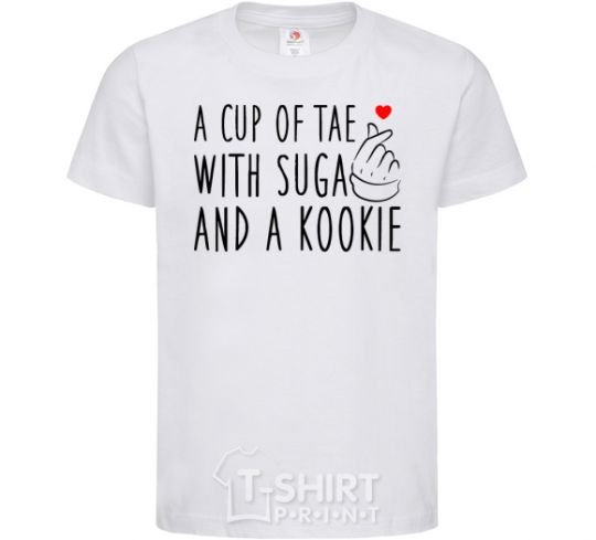 Детская футболка A cup of Tae with Suga and a Kookie Белый фото