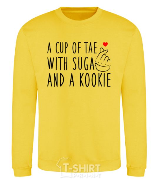 Свитшот A cup of Tae with Suga and a Kookie Солнечно желтый фото