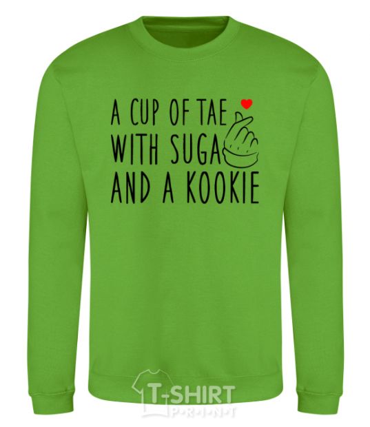 Sweatshirt A cup of Tae with Suga and a Kookie orchid-green фото