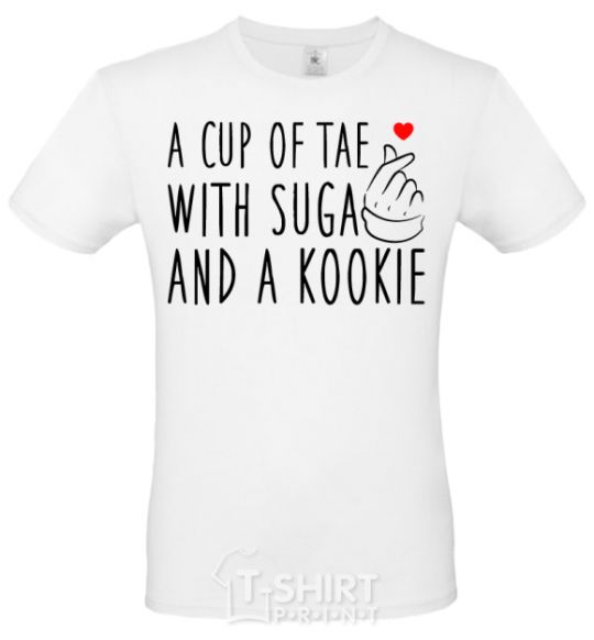 Мужская футболка A cup of Tae with Suga and a Kookie Белый фото