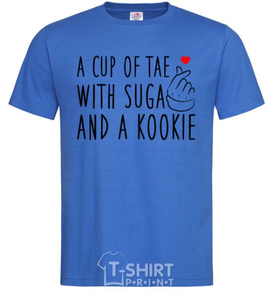 Мужская футболка A cup of Tae with Suga and a Kookie Ярко-синий фото