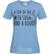 Women's T-shirt A cup of Tae with Suga and a Kookie sky-blue фото