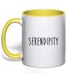 Mug with a colored handle Serendipity yellow фото