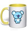 Mug with a colored handle Koya yellow фото