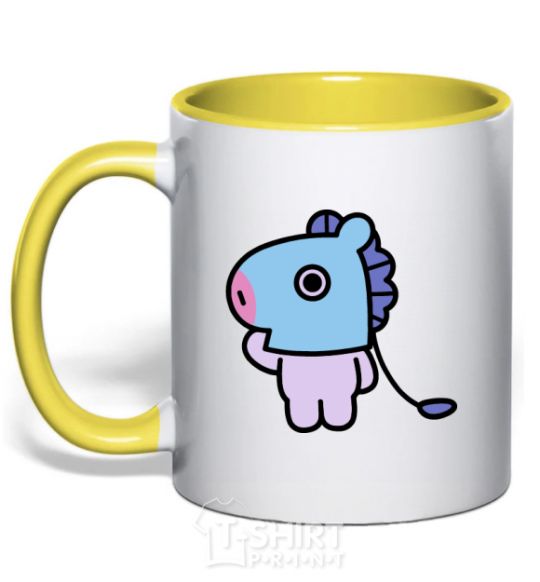 Mug with a colored handle Mang yellow фото