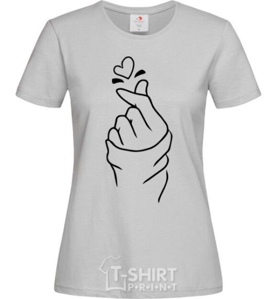 Women's T-shirt Korean heart grey фото