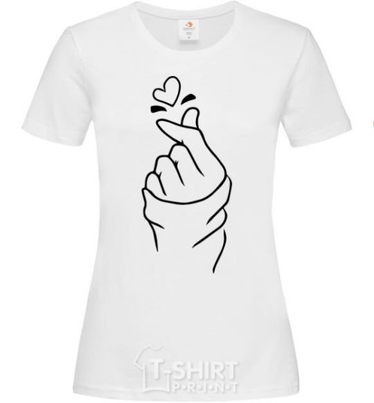 Women's T-shirt Korean heart White фото