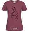 Women's T-shirt Korean heart burgundy фото