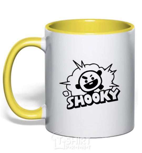 Mug with a colored handle Shooky yellow фото