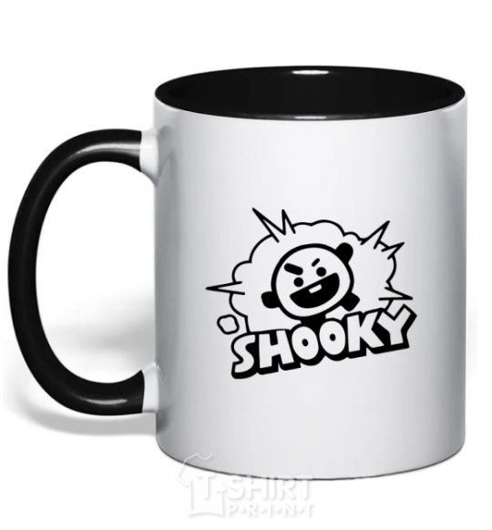 Mug with a colored handle Shooky black фото