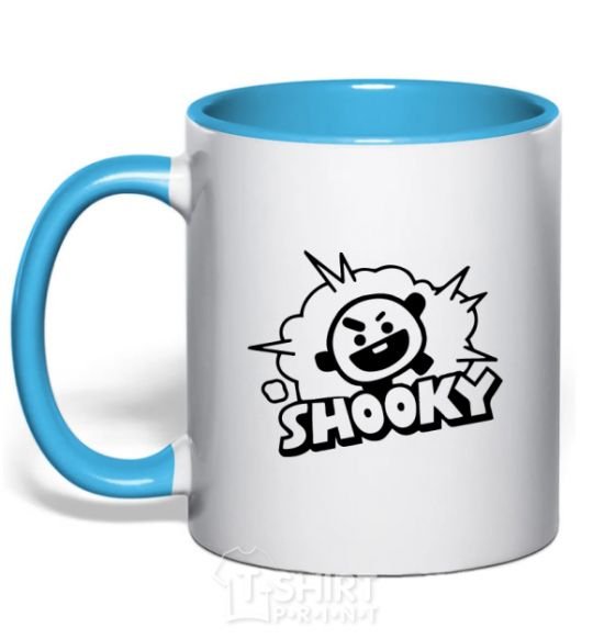 Mug with a colored handle Shooky sky-blue фото