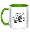 Mug with a colored handle Shooky kelly-green фото