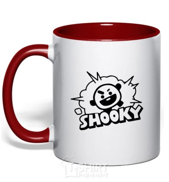 Mug with a colored handle Shooky red фото