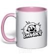 Mug with a colored handle Shooky light-pink фото