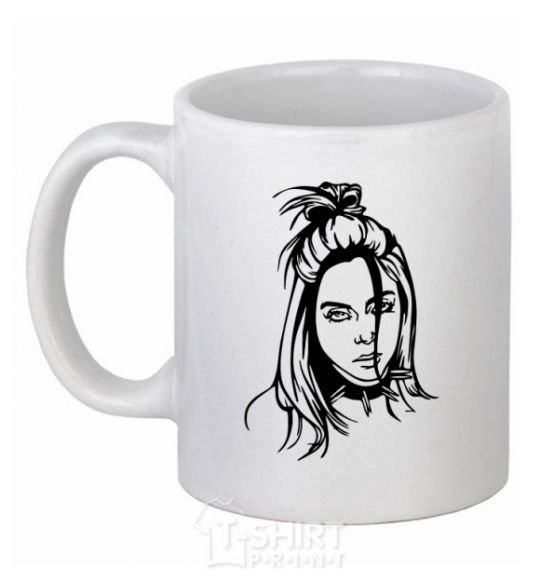 Чашка керамическая Billie Eilish portrait Белый фото