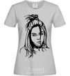 Women's T-shirt Billie Eilish portrait grey фото