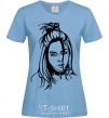 Women's T-shirt Billie Eilish portrait sky-blue фото