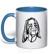 Mug with a colored handle Billie Eilish black royal-blue фото