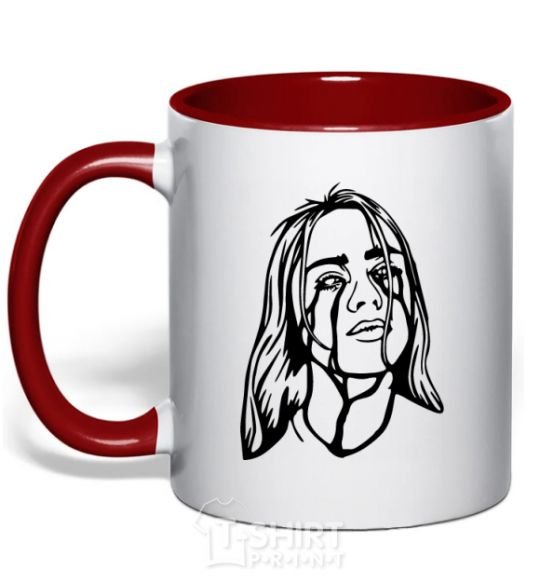 Mug with a colored handle Billie Eilish black red фото
