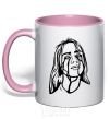 Mug with a colored handle Billie Eilish black light-pink фото