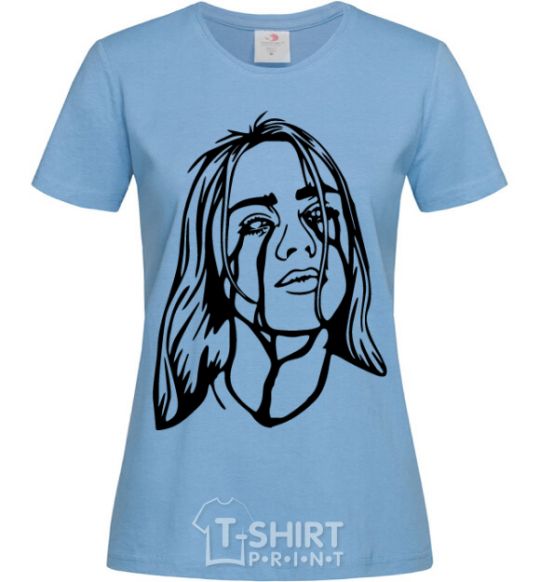 Women's T-shirt Billie Eilish black sky-blue фото