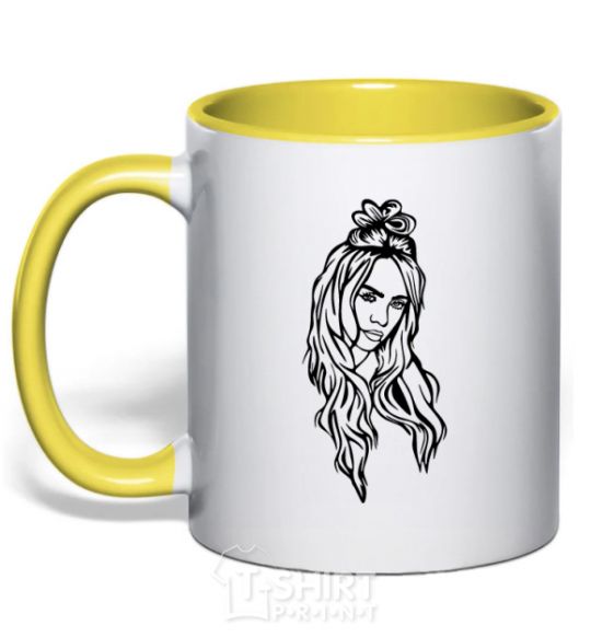 Mug with a colored handle Billie E yellow фото