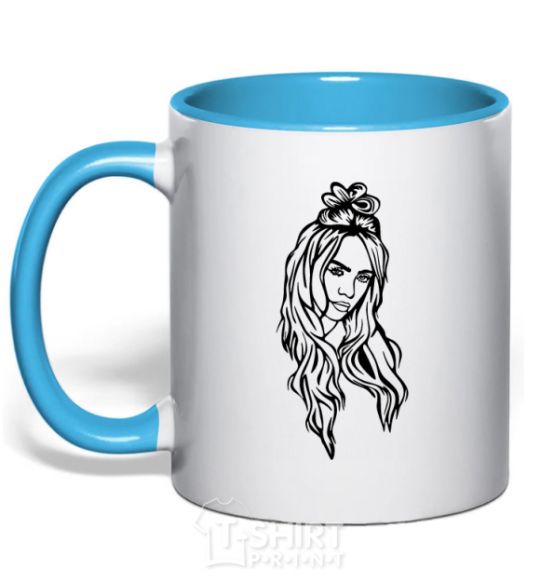 Mug with a colored handle Billie E sky-blue фото
