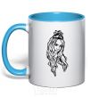 Mug with a colored handle Billie E sky-blue фото