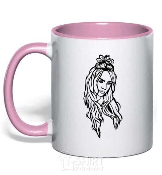 Mug with a colored handle Billie E light-pink фото