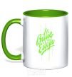 Mug with a colored handle Billie Eilish green kelly-green фото