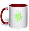 Mug with a colored handle Billie Eilish green red фото