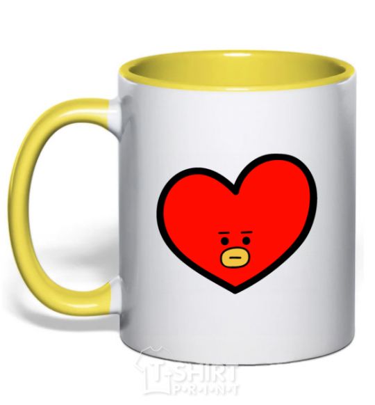 Mug with a colored handle Tata yellow фото