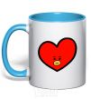 Mug with a colored handle Tata sky-blue фото