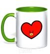 Mug with a colored handle Tata kelly-green фото