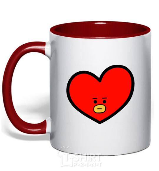 Mug with a colored handle Tata red фото