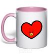 Mug with a colored handle Tata light-pink фото