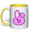 Mug with a colored handle Cooky yellow фото