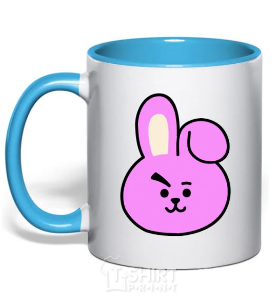 Mug with a colored handle Cooky sky-blue фото