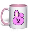 Mug with a colored handle Cooky light-pink фото