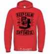 Men`s hoodie Keep Calm And Say Cheese bright-red фото