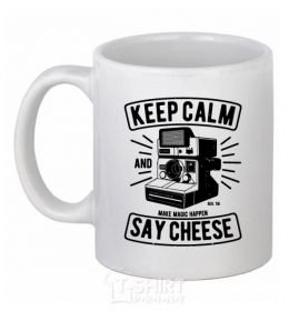 Ceramic mug Keep calm and listen to Olya White фото