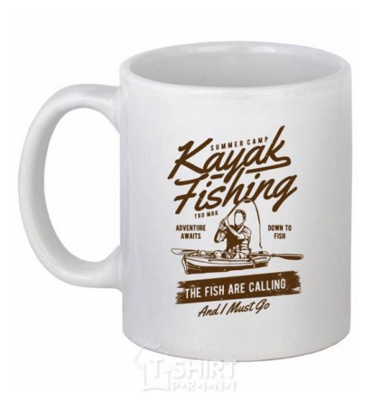 Ceramic mug Kayak Fishing White фото