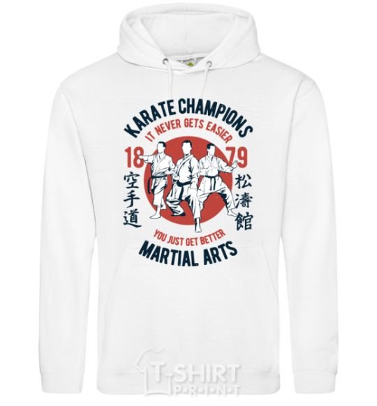 Men`s hoodie Karate Champions White фото