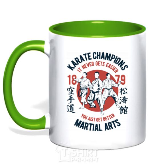 Mug with a colored handle Karate Champions kelly-green фото